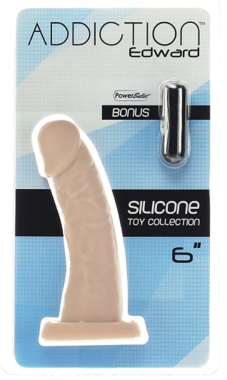 Addiction 100% Silicone Collection Edward Straight 6″ Beige With Bonus Bullet